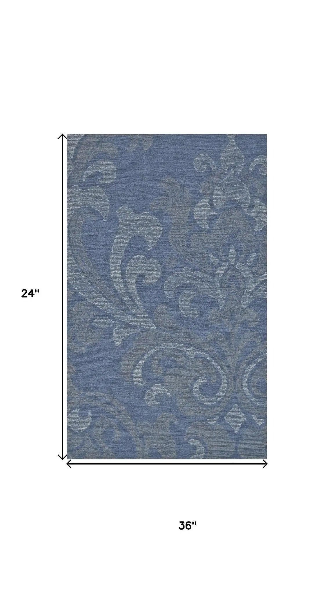 2' X 3' Blue And Gray Wool Floral Hand Tufted Area Rug Homeroots Home Decor
