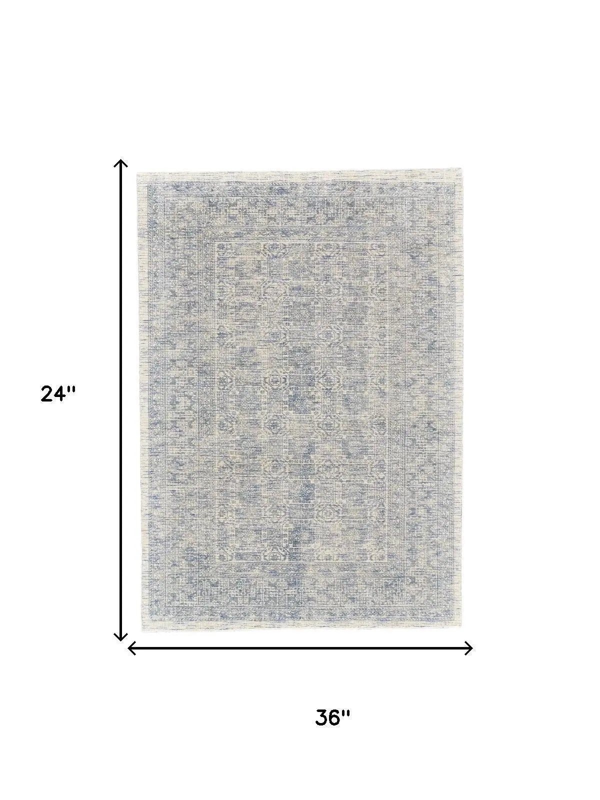 2' X 3' Blue And Ivory Oriental Hand Woven Area Rug Homeroots Home Decor