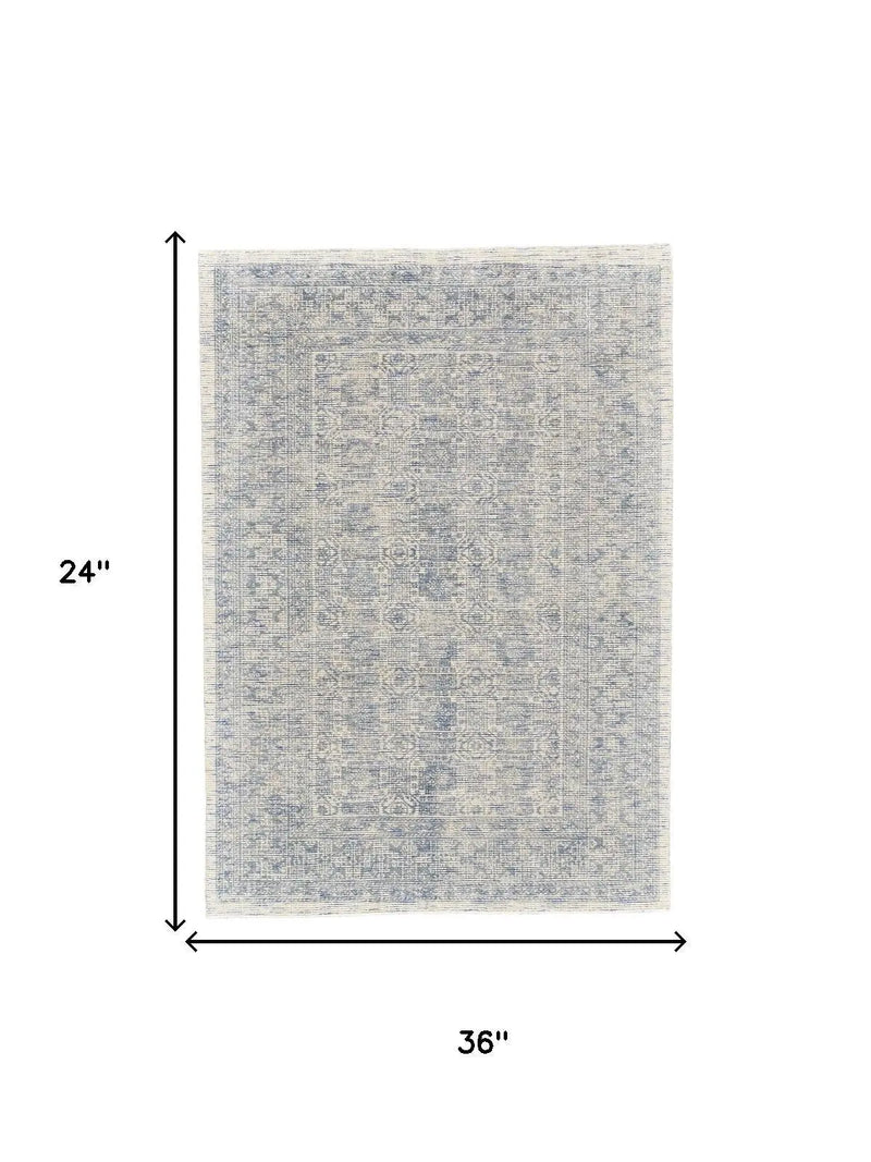 2' X 3' Blue And Ivory Oriental Hand Woven Area Rug Homeroots Home Decor