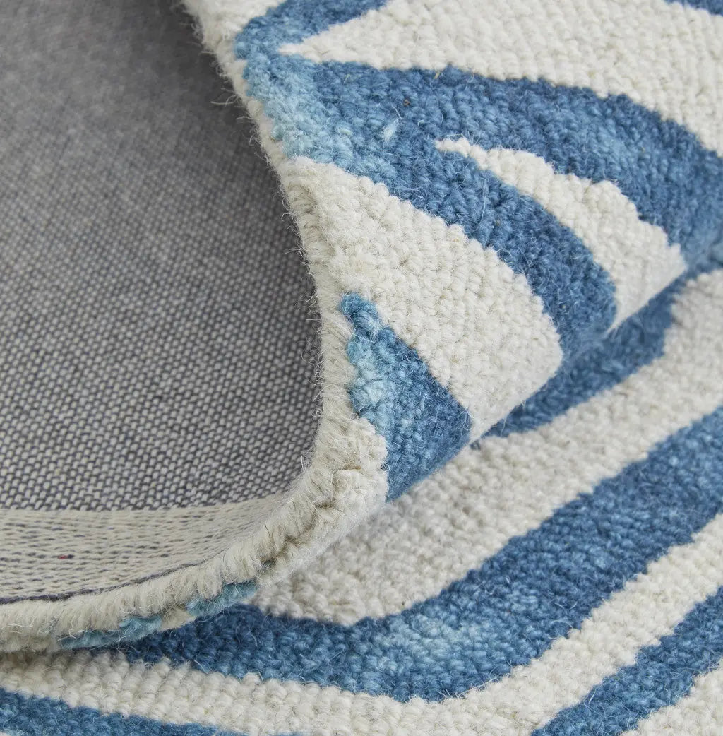2' X 3' Blue And Ivory Wool Geometric Tufted Handmade Area Rug Homeroots Home Decor