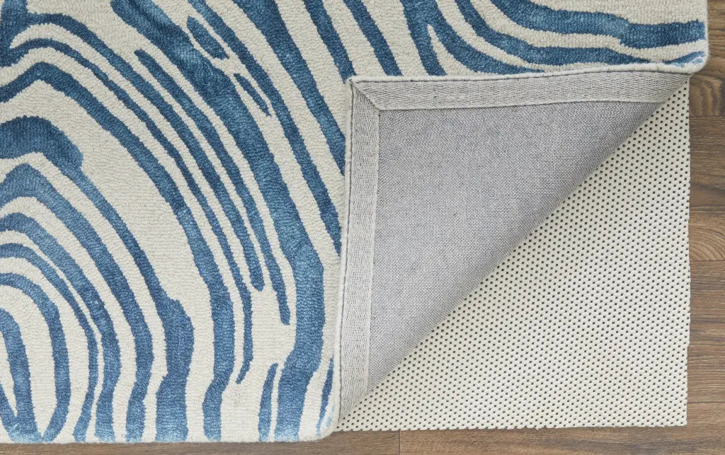 2' X 3' Blue And Ivory Wool Geometric Tufted Handmade Area Rug Homeroots Home Decor
