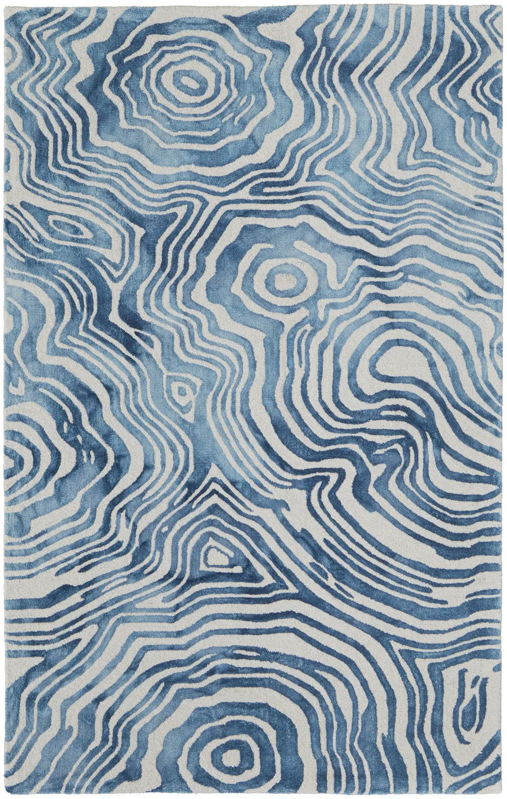 2' X 3' Blue And Ivory Wool Geometric Tufted Handmade Area Rug Homeroots Home Decor