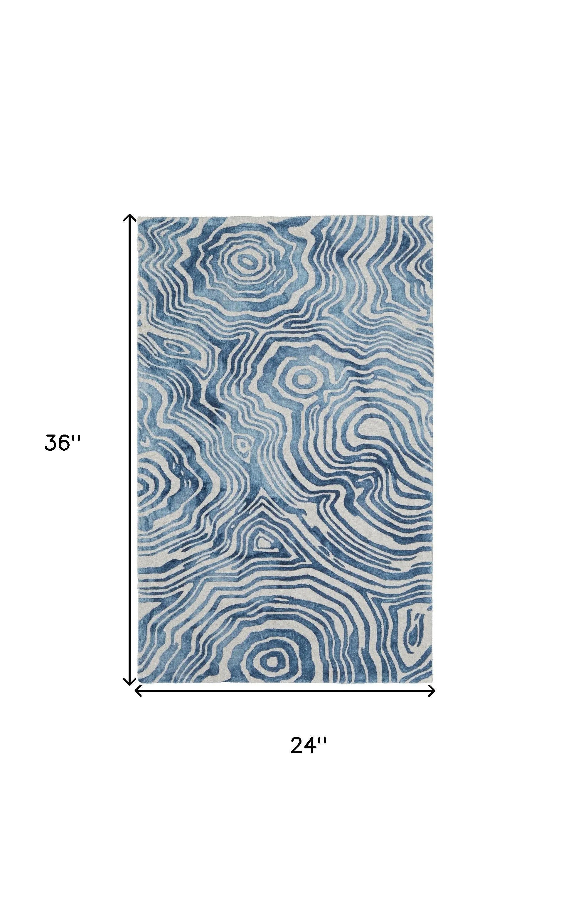 2' X 3' Blue And Ivory Wool Geometric Tufted Handmade Area Rug Homeroots Home Decor