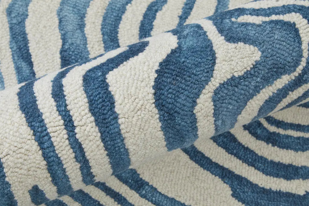2' X 3' Blue And Ivory Wool Geometric Tufted Handmade Area Rug Homeroots Home Decor