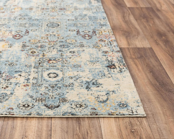 2' X 3' Blue Beige And Ivory New Zealand Lambs Wool Oriental Hand Carved Handmade Area Rug Homeroots Home Decor