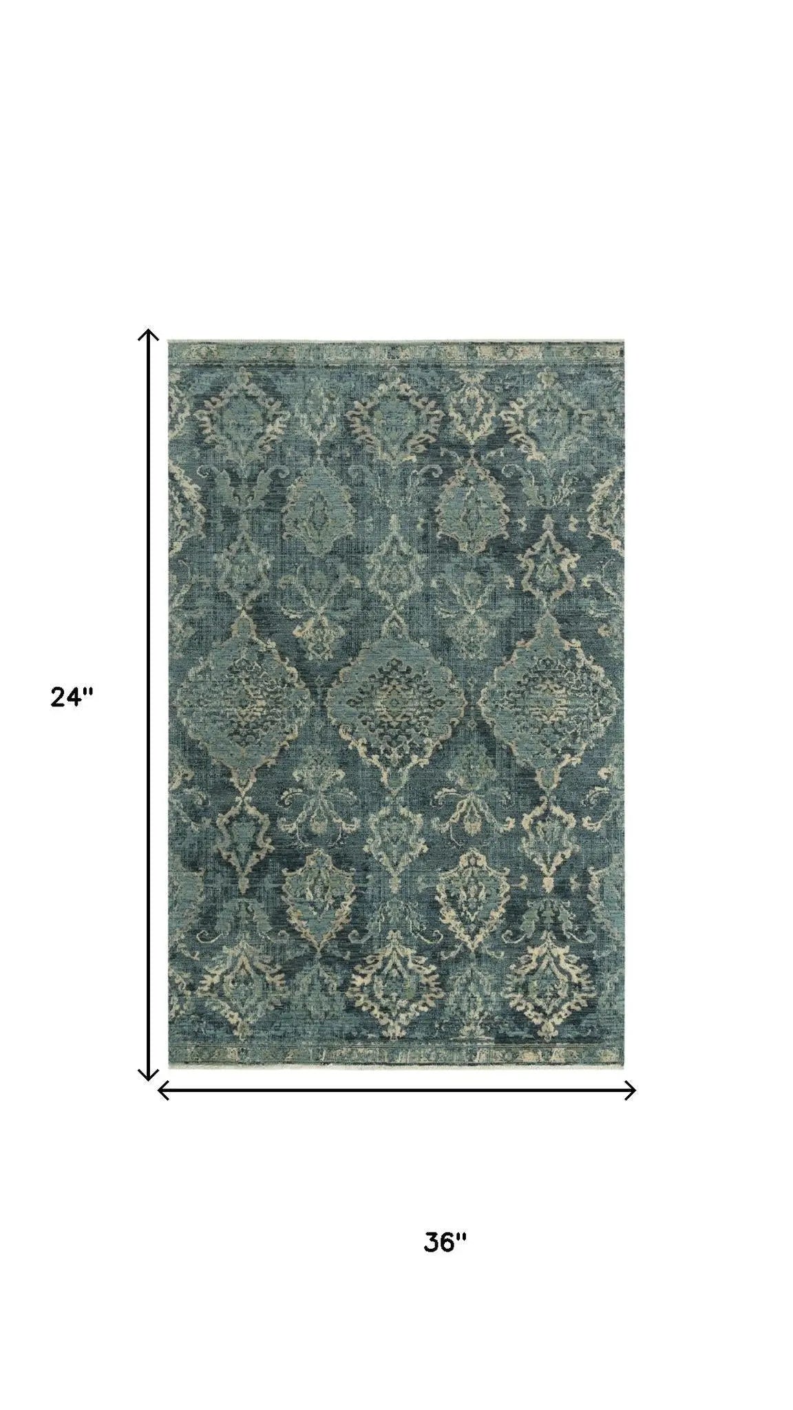 2' X 3' Blue Beige And Ivory Wool Oriental Hand Carved Handmade Area Rug Homeroots Home Decor