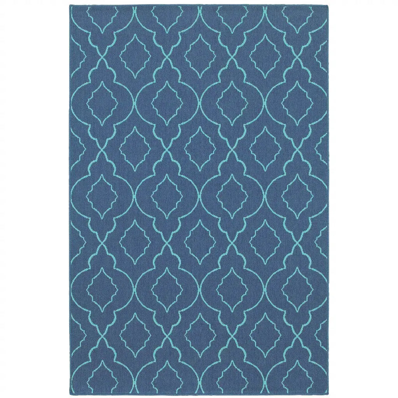 2' X 3' Blue Geometric Stain Resistant Indoor Outdoor Area Rug Homeroots Outdoor