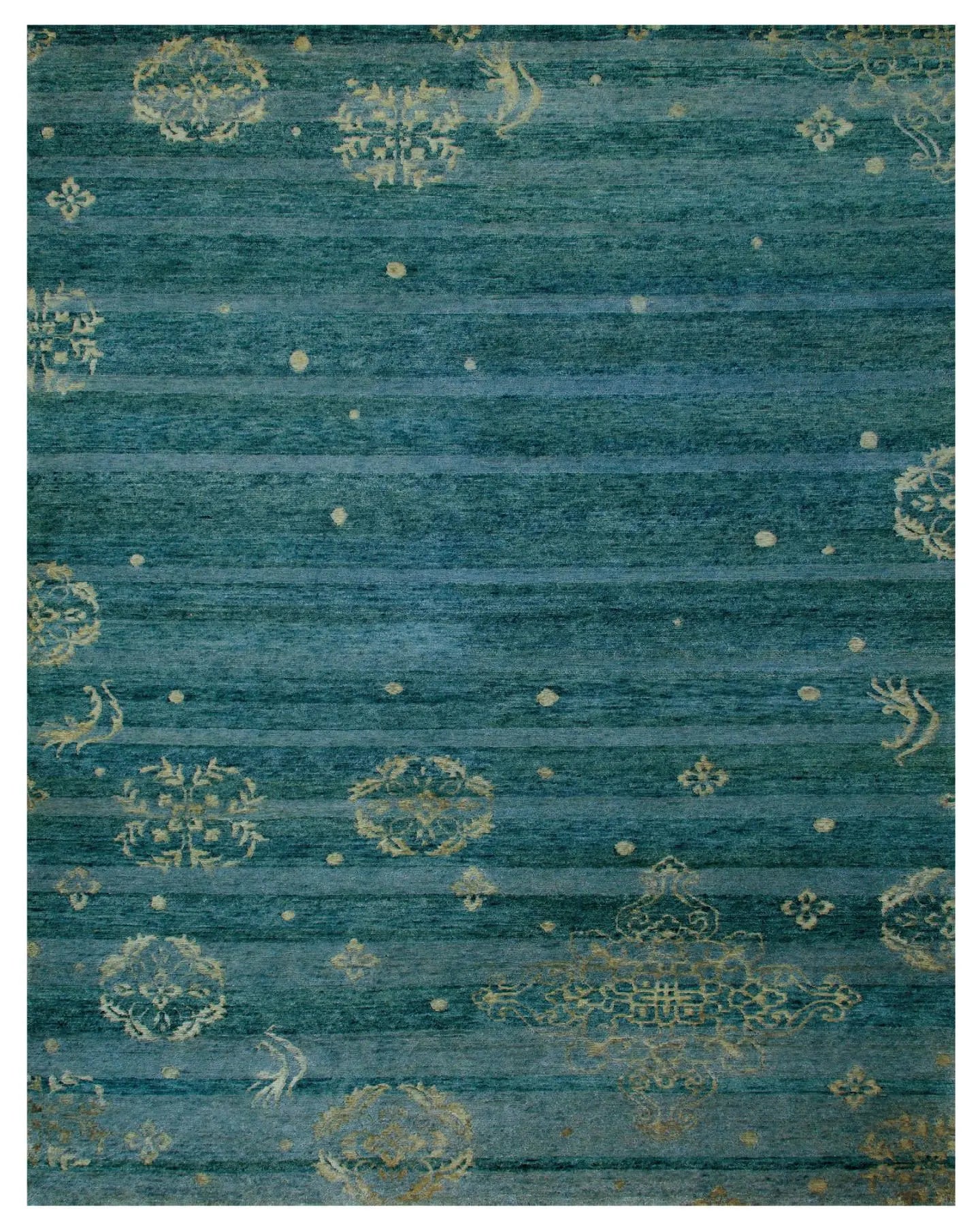 2' X 3' Blue Green And Tan Striped Hand Knotted Area Rug Homeroots Home Decor