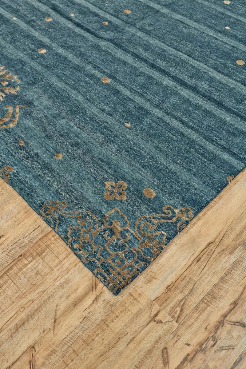 2' X 3' Blue Green And Tan Striped Hand Knotted Area Rug Homeroots Home Decor