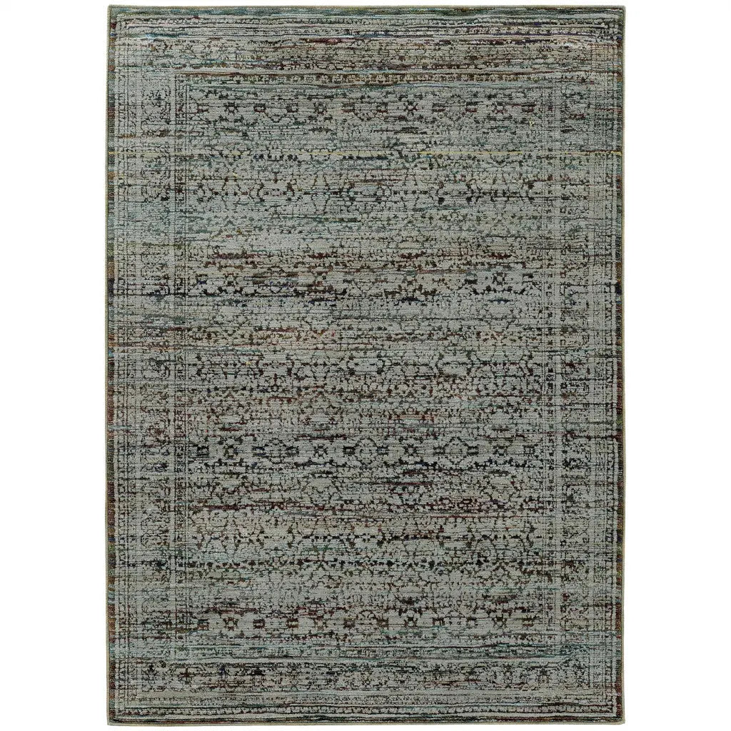 2' X 3' Blue Green Oriental Power Loom Area Rug Homeroots Home Decor