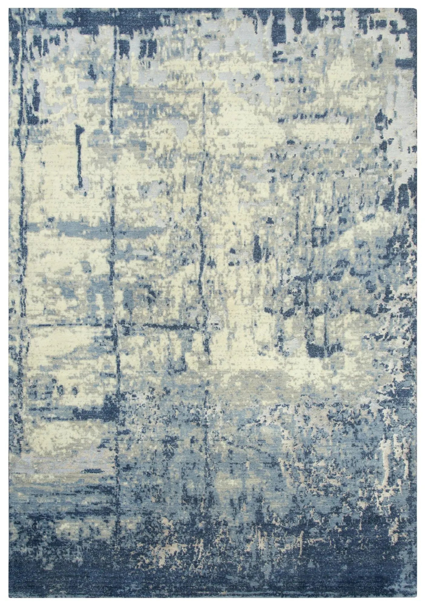 2' X 3' Blue Light Blue Gray And Ivory New Zealand Lambs Wool Abstract Hand Carved Handmade Area Rug Homeroots Home Decor