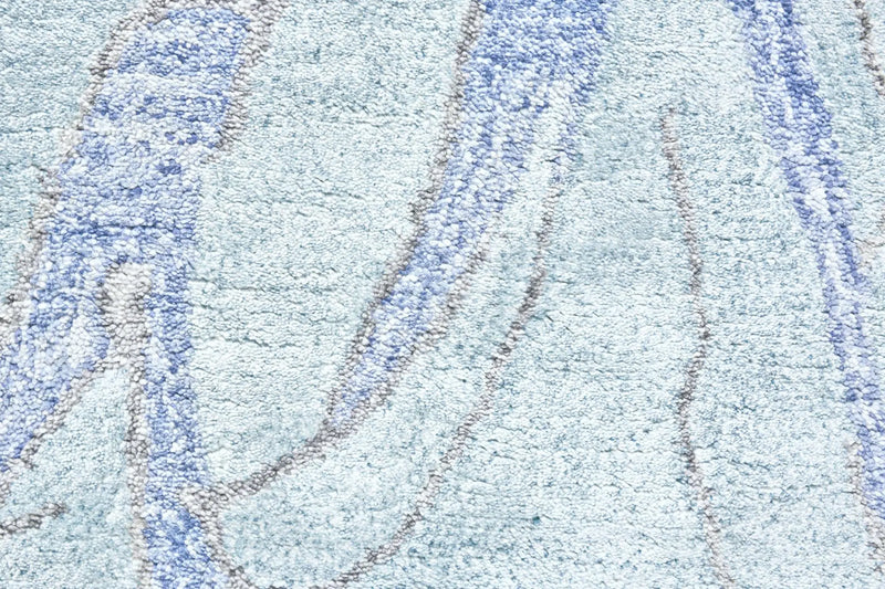 2' X 3' Blue White And Ivory Abstract Hand Tufted Area Rug Homeroots Home Decor