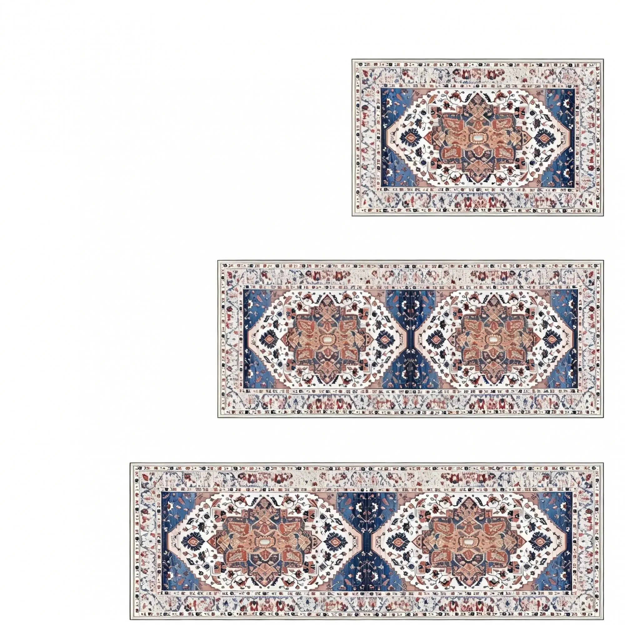 2' X 3' Blue White And Terra Cotta Oriental Washable Area Rug Homeroots Home Decor