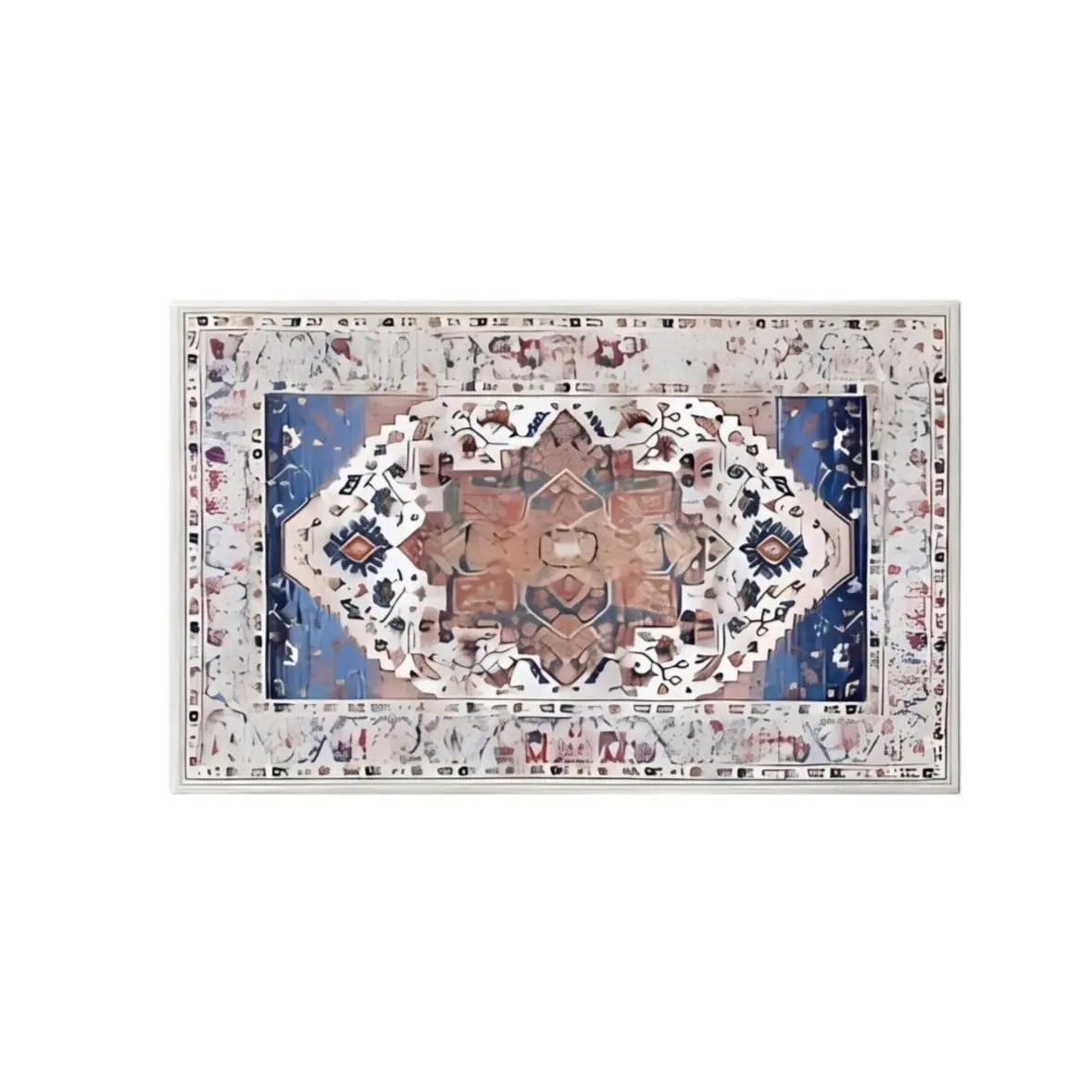 2' X 3' Blue White And Terra Cotta Oriental Washable Area Rug Homeroots Home Decor