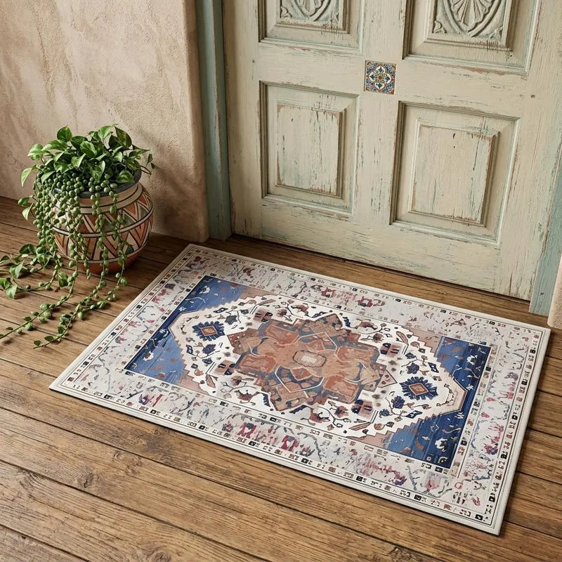 2' X 3' Blue White And Terra Cotta Oriental Washable Area Rug Homeroots Home Decor