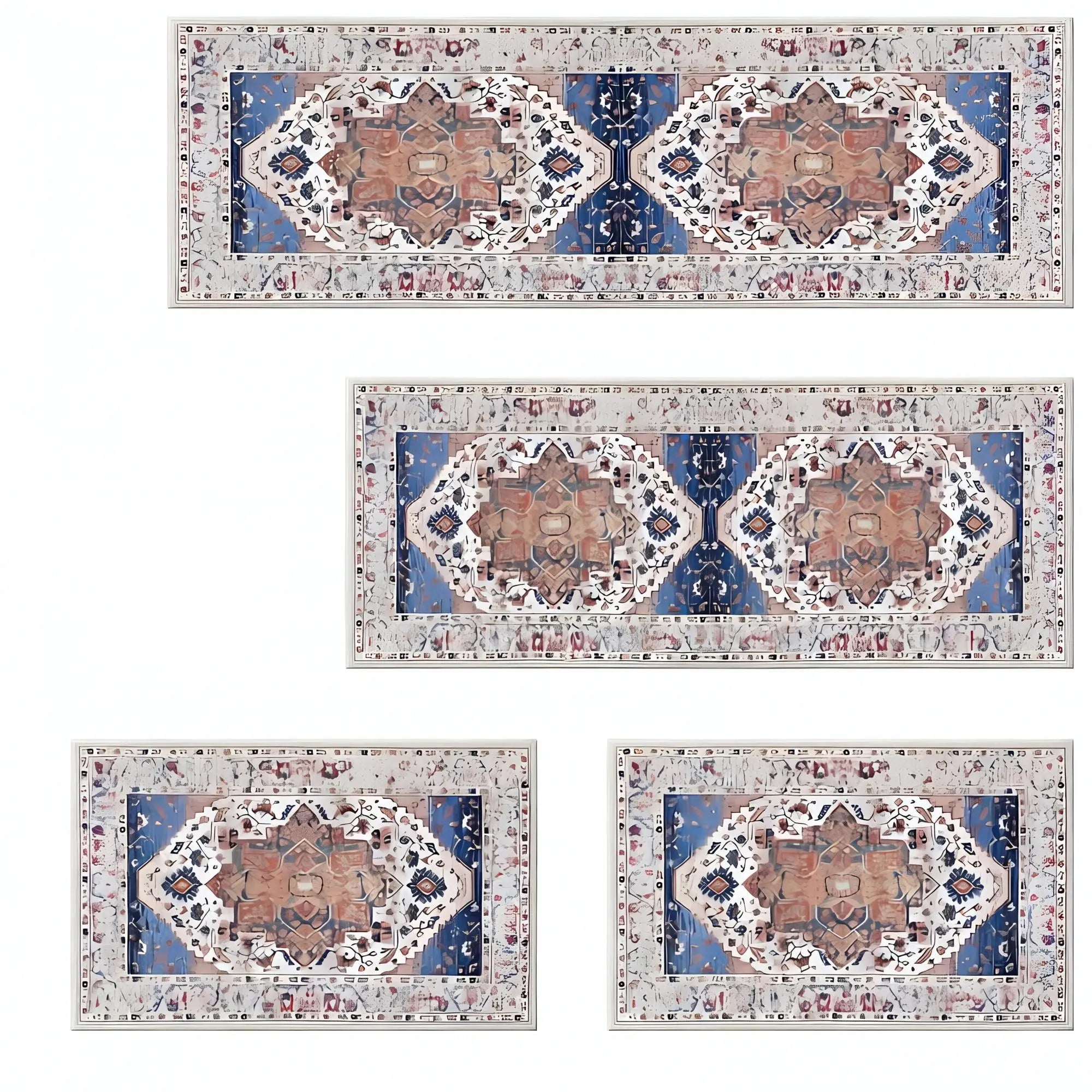 2' X 3' Blue White And Terra Cotta Oriental Washable Area Rug Homeroots Home Decor