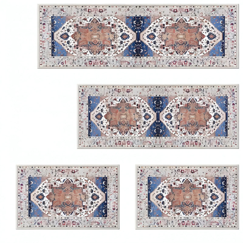 2' X 3' Blue White And Terra Cotta Oriental Washable Area Rug Homeroots Home Decor