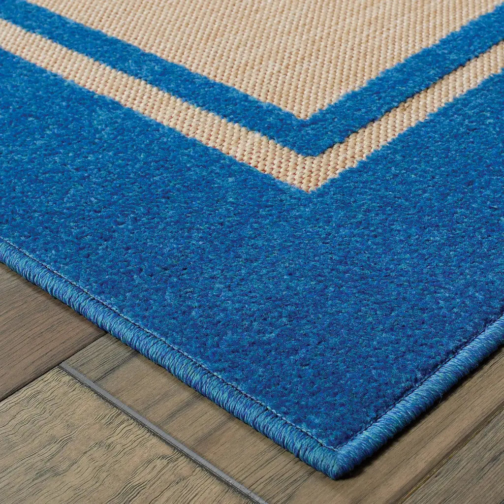 2' X 3' Blue and Beige Stain Resistant Indoor Outdoor Area Rug Homeroots Outdoor