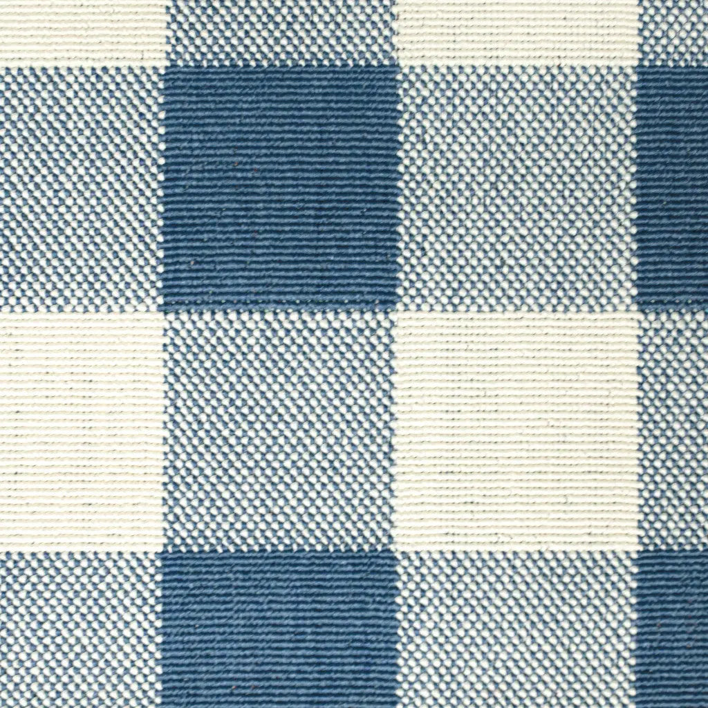 2' X 3' Blue and Ivory Geometric Stain Resistant Indoor Outdoor Area Rug Homeroots Outdoor