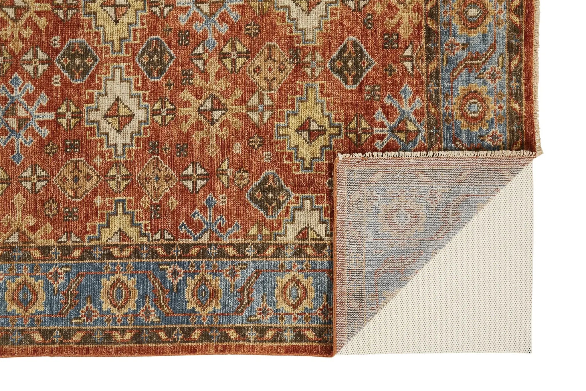 2' X 3' Blue and Red Wool Floral Hand Knotted Area Rug With Fringe Homeroots Home Decor