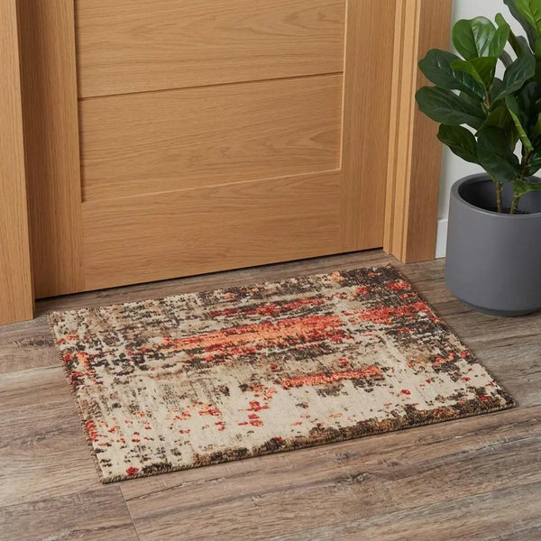 2' X 3' Brown Beige And Apricot New Zealand Lambs Wool Abstract Hand Carved Handmade Area Rug Homeroots Home Decor