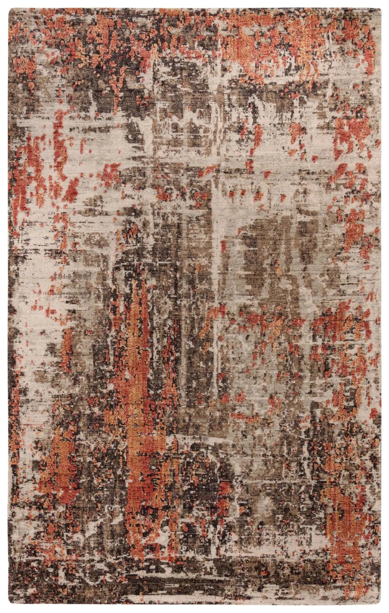 2' X 3' Brown Beige And Apricot New Zealand Lambs Wool Abstract Hand Carved Handmade Area Rug Homeroots Home Decor