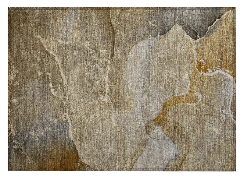 2' X 3' Brown Beige and Gold Abstract Washable Indoor Outdoor Area Rug Homeroots Outdoor