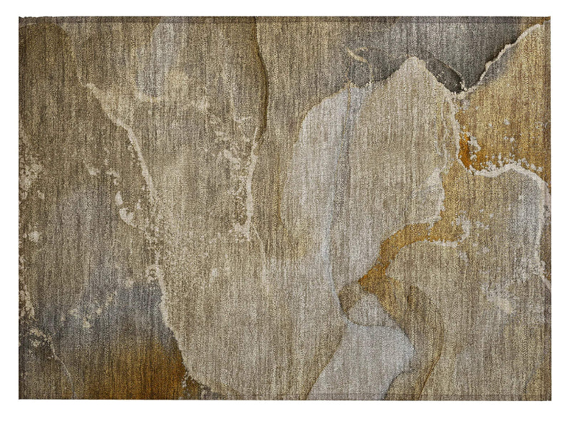 2' X 3' Brown Beige and Gold Abstract Washable Indoor Outdoor Area Rug Homeroots Outdoor