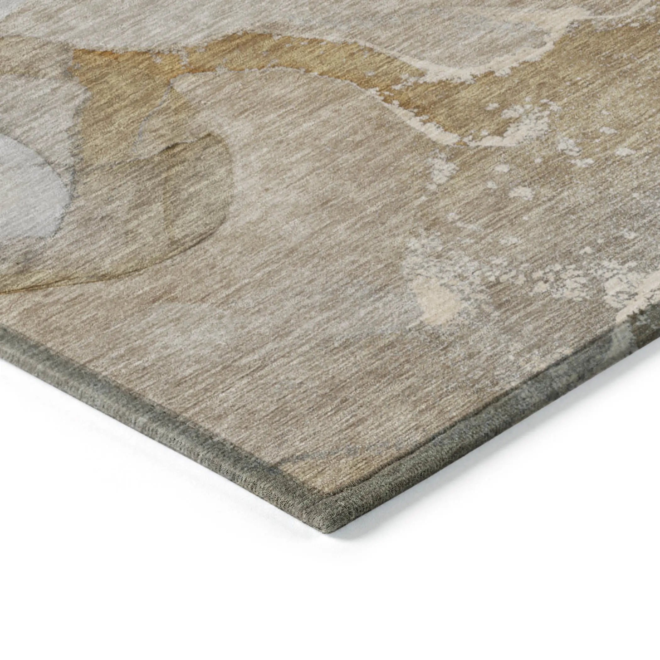 2' X 3' Brown Beige and Gold Abstract Washable Indoor Outdoor Area Rug Homeroots Outdoor