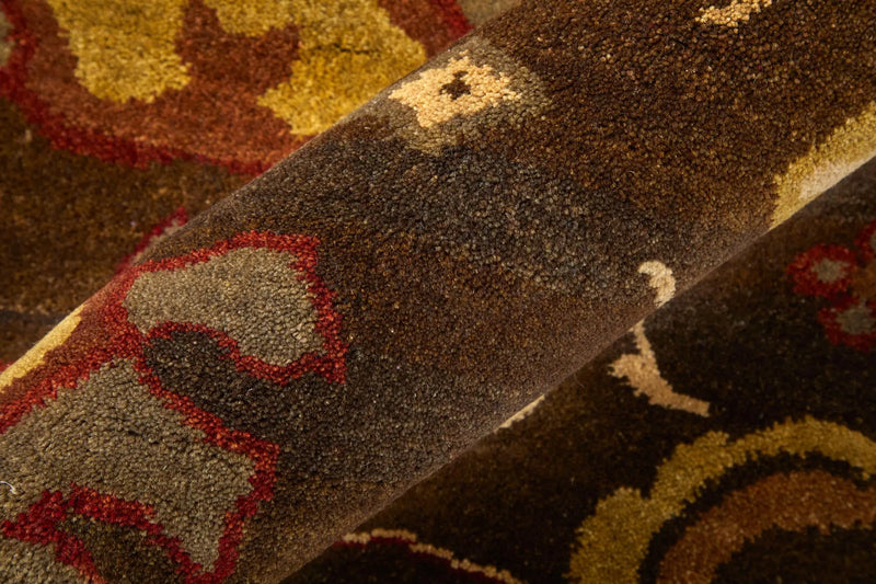 2' X 3' Brown Red And Tan Wool Ikat Hand Knotted Area Rug Homeroots Home Decor