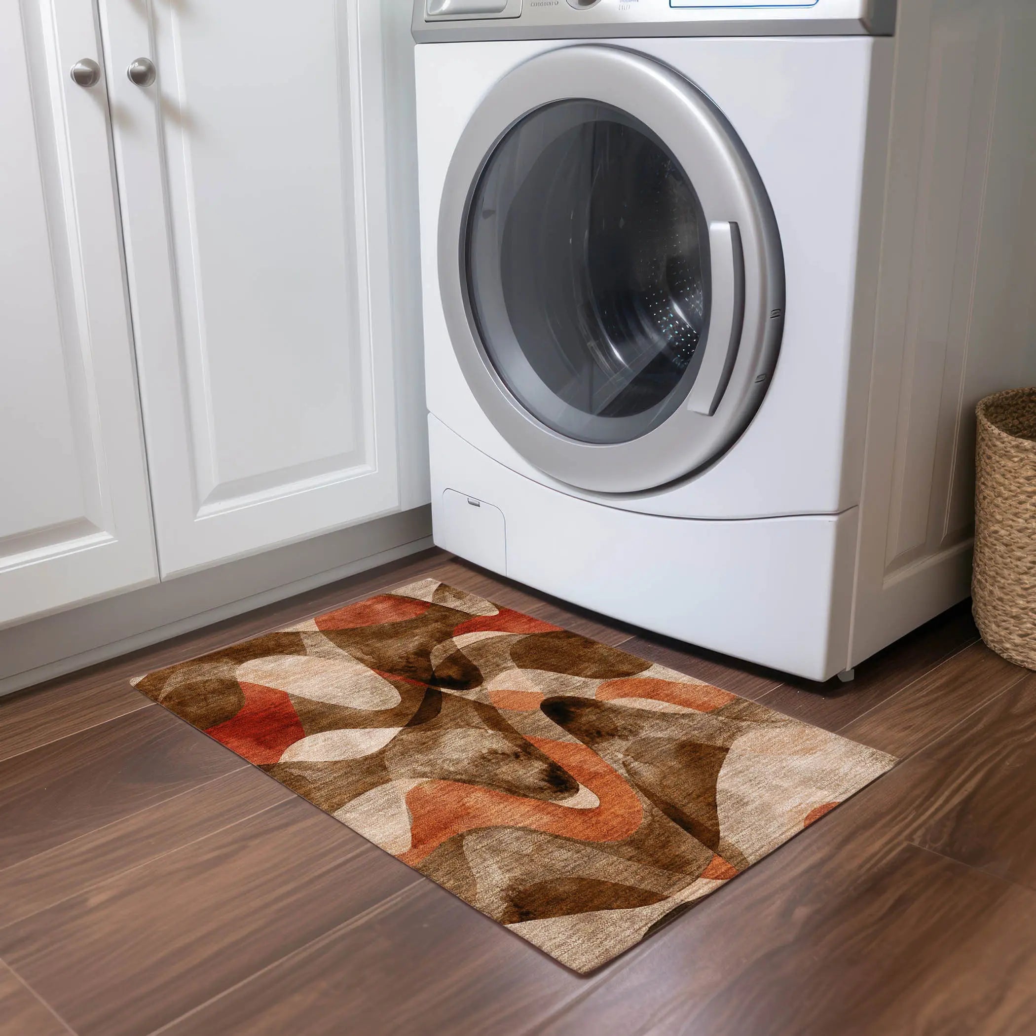 2' X 3' Chocolate Abstract Washable Non Skid Indoor Outdoor Area Rug - GreatEagleInc