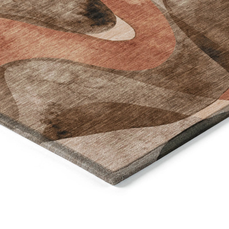 2' X 3' Chocolate Abstract Washable Non Skid Indoor Outdoor Area Rug - GreatEagleInc