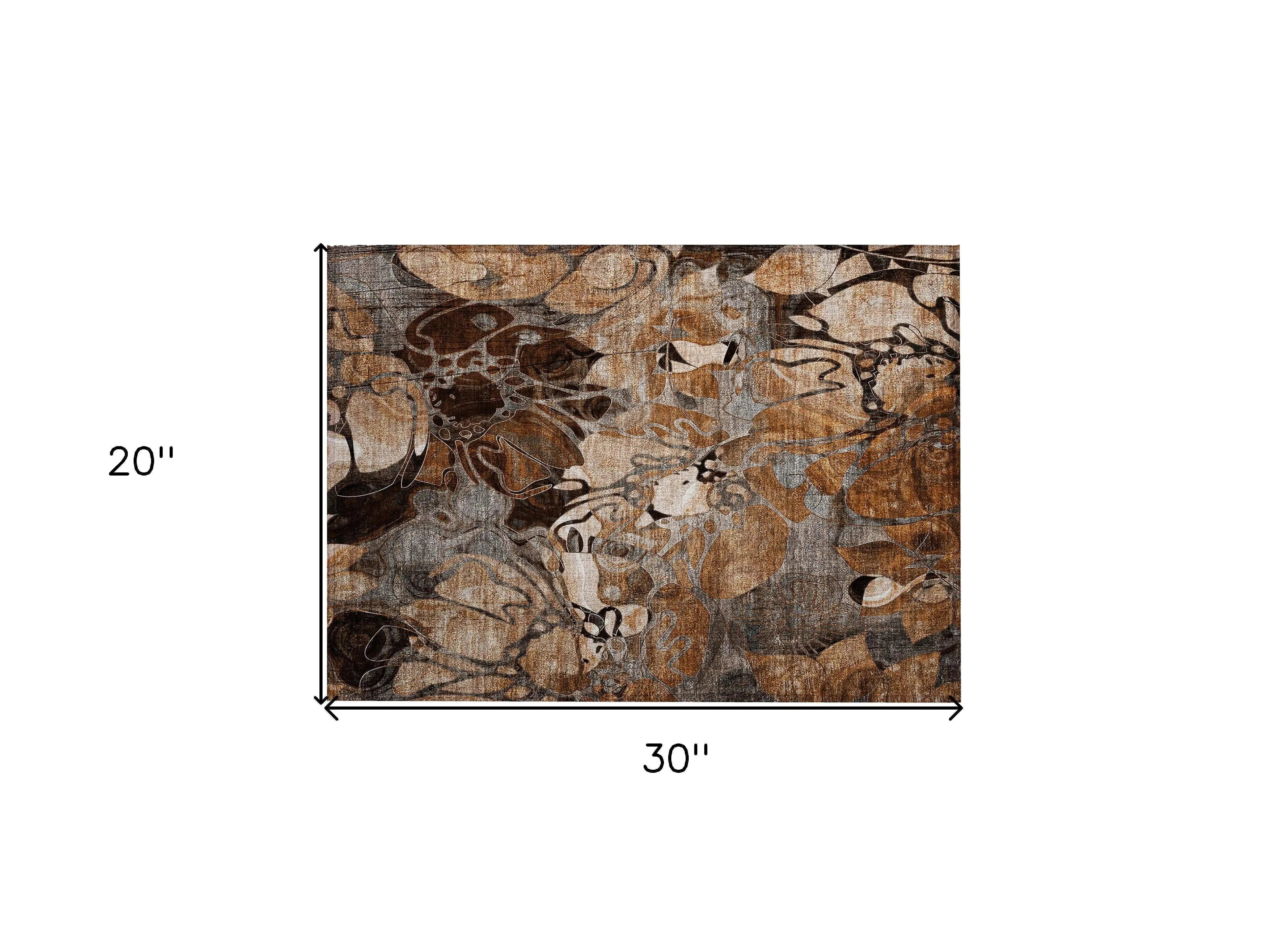 2' X 3' Chocolate Terracotta and Ivory Abstract Washable Indoor Outdoor Area Rug - GreatEagleInc