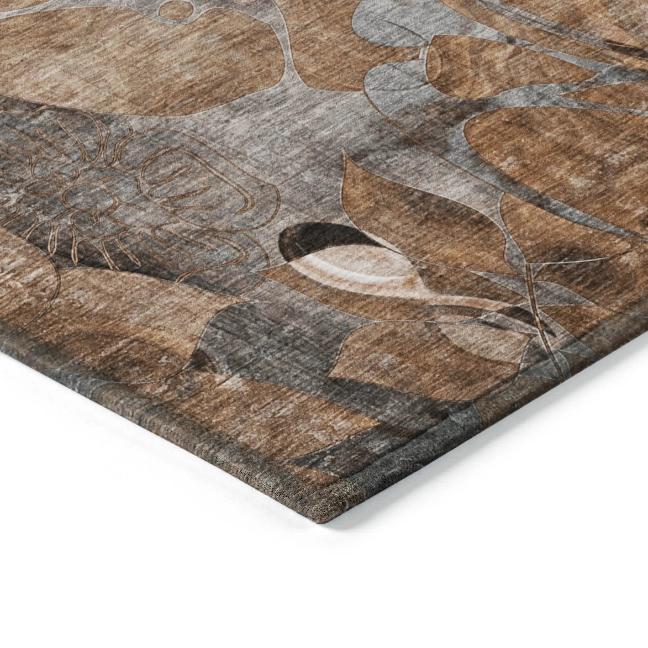 2' X 3' Chocolate Terracotta and Ivory Abstract Washable Indoor Outdoor Area Rug - GreatEagleInc