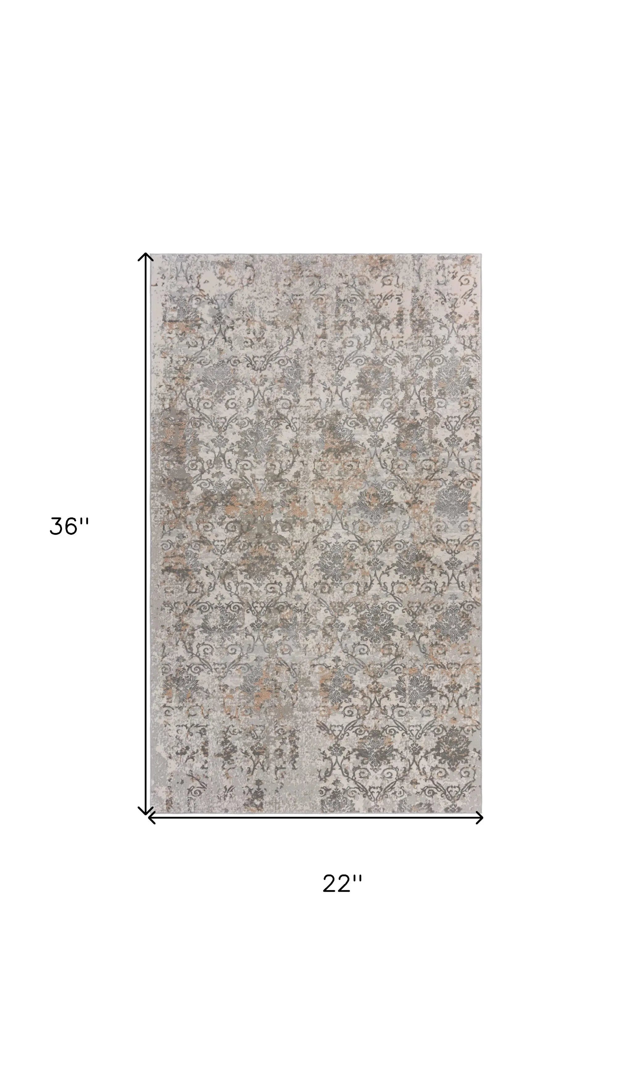 2' X 3' Cream Abstract Distressed Area Rug Homeroots Home Decor