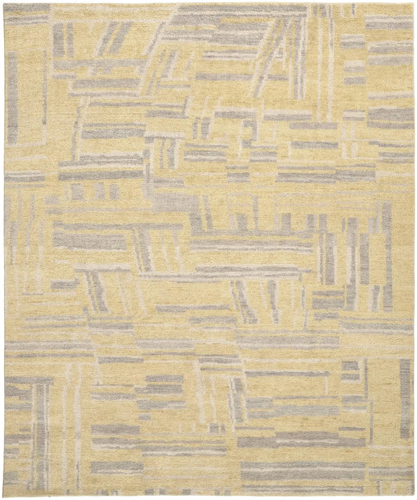 2' X 3' Gold And Gray Wool Abstract Hand Knotted Area Rug Homeroots Home Decor