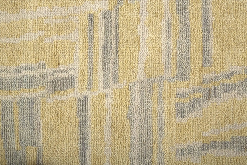 2' X 3' Gold And Gray Wool Abstract Hand Knotted Area Rug Homeroots Home Decor
