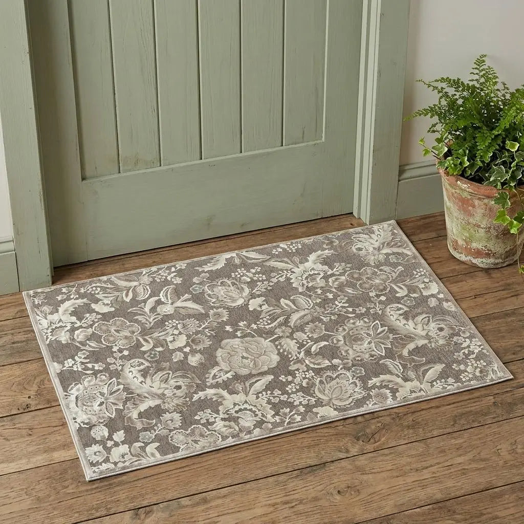 2' X 3' Gray And Black Floral Area Rug Homeroots Home Decor