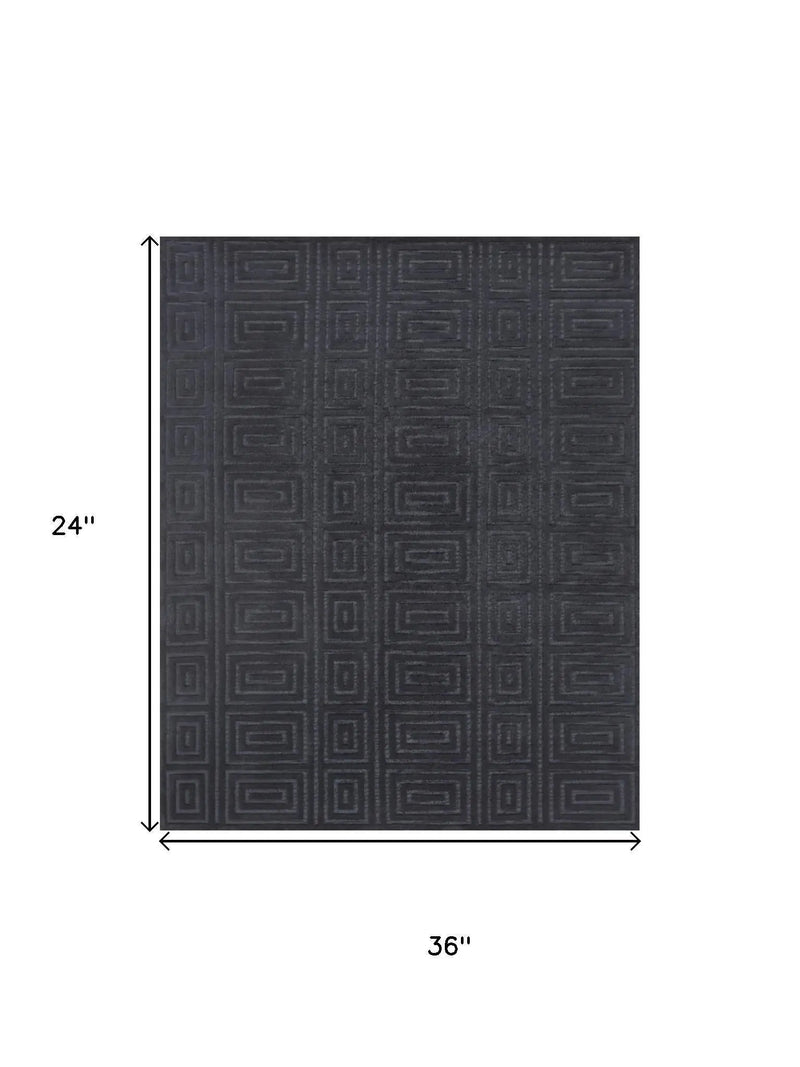 2' X 3' Gray And Black Wool Geometric Hand Knotted Area Rug Homeroots Home Decor