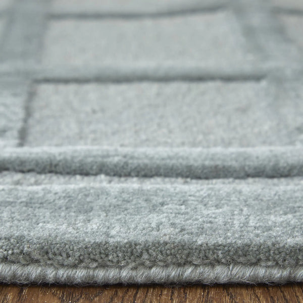 2' X 3' Gray And Blue Wool Geometric Hand Knotted Area Rug Homeroots Home Decor