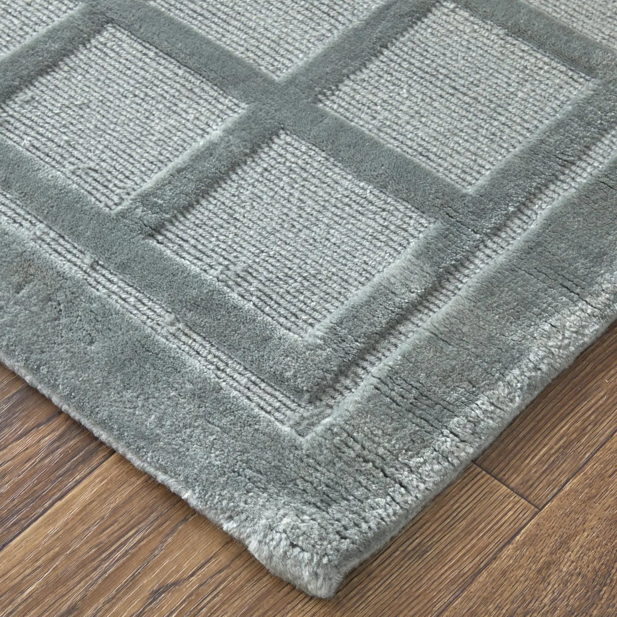 2' X 3' Gray And Blue Wool Geometric Hand Knotted Area Rug Homeroots Home Decor