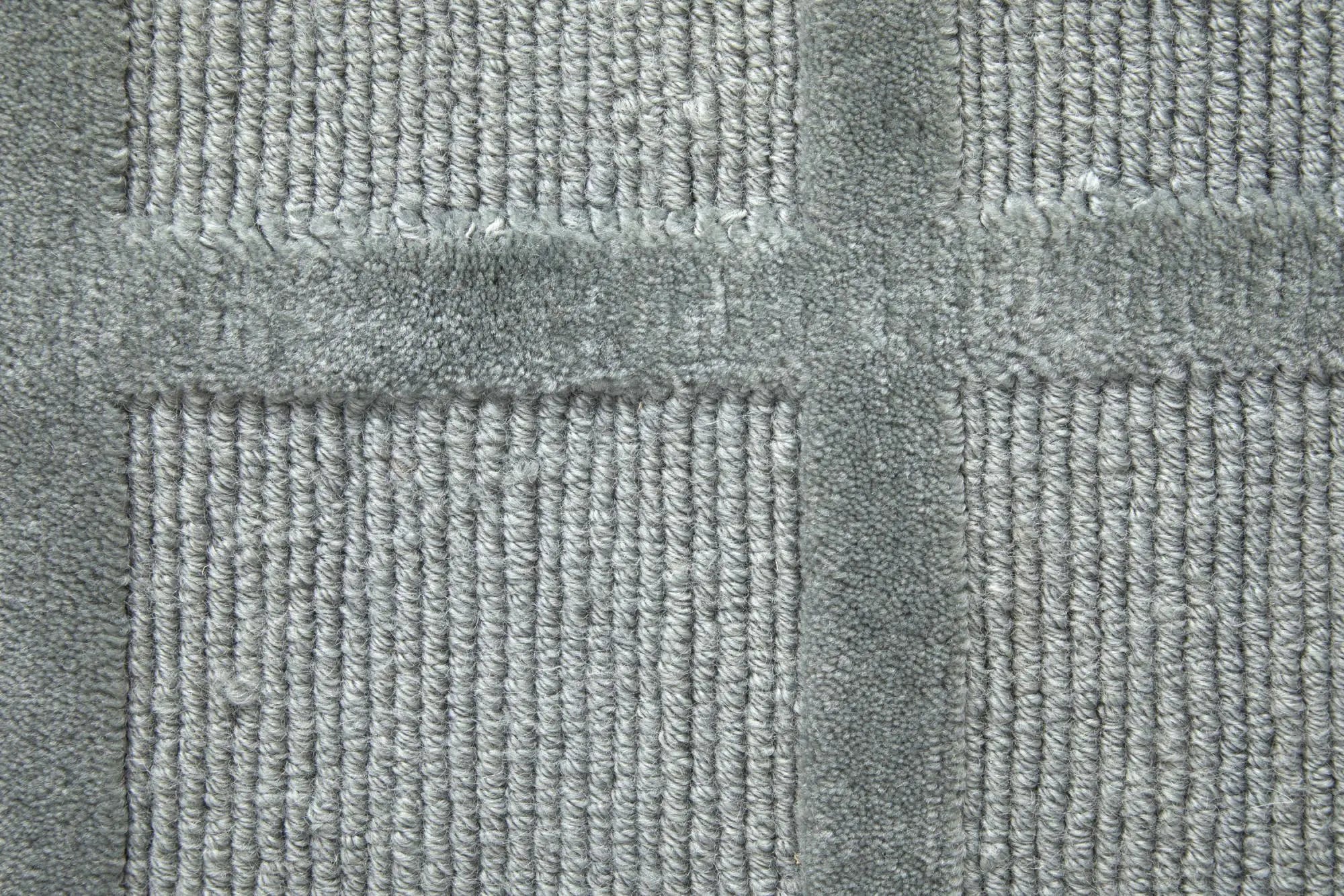 2' X 3' Gray And Blue Wool Geometric Hand Knotted Area Rug Homeroots Home Decor