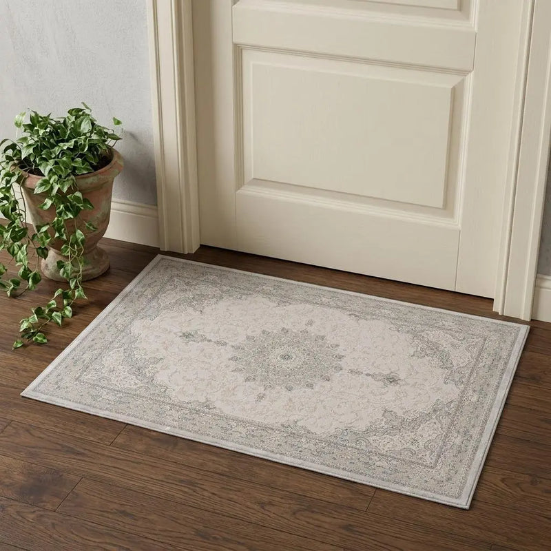 2' X 3' Gray And Cream Medallion Area Rug Homeroots Home Decor