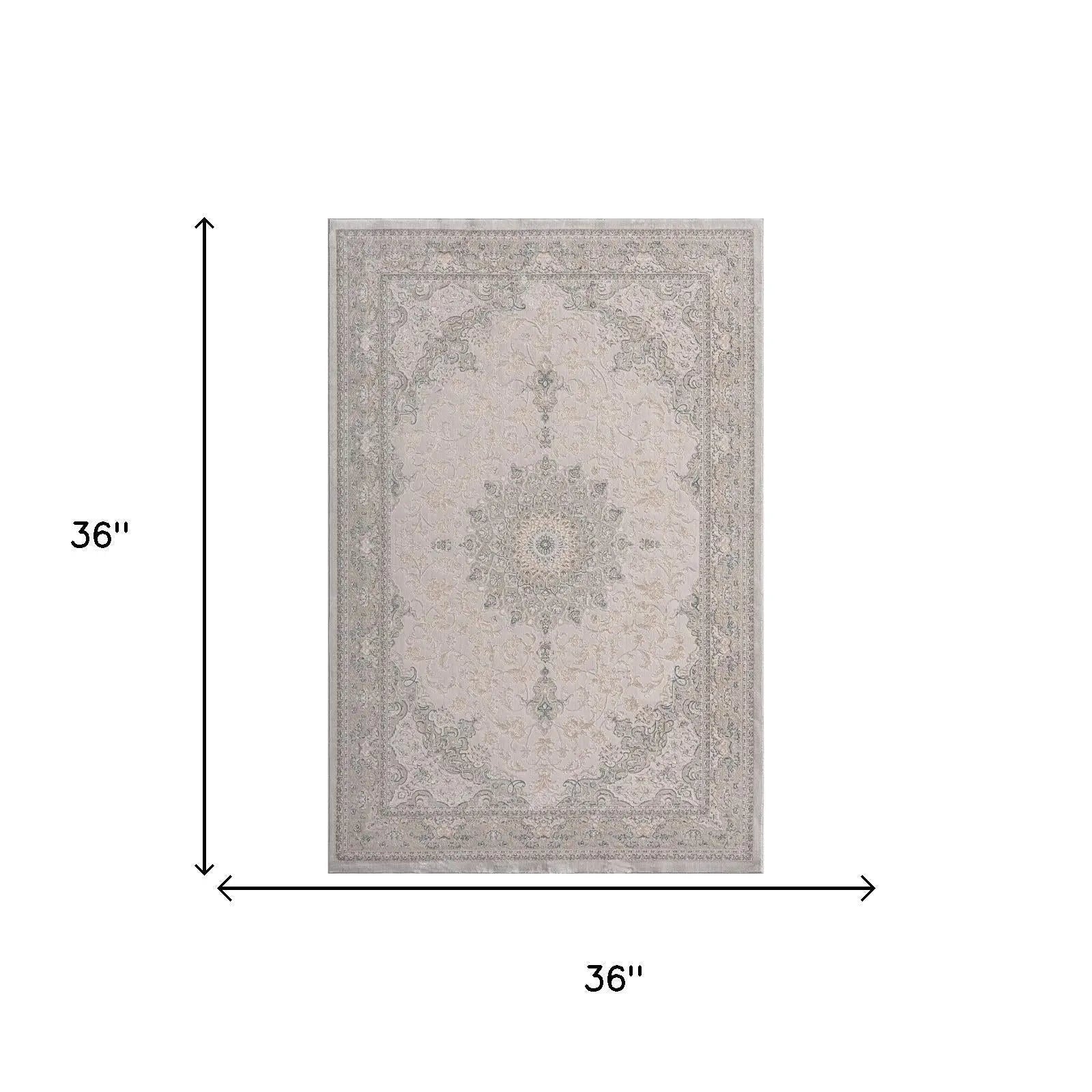 2' X 3' Gray And Cream Medallion Area Rug Homeroots Home Decor