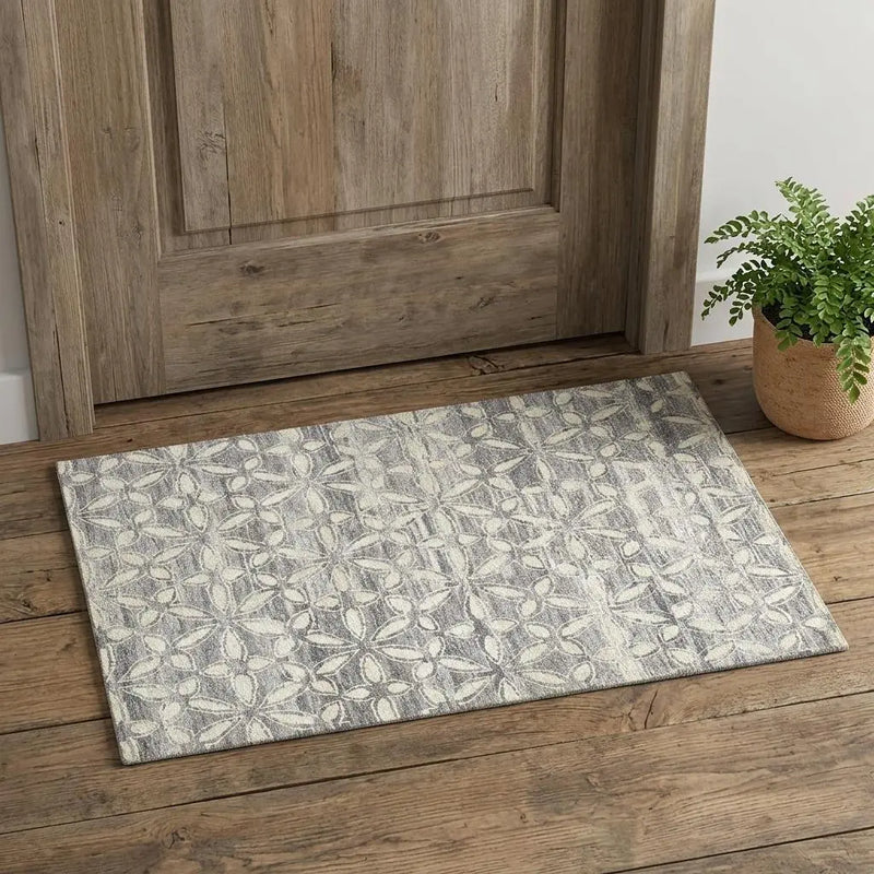 2' X 3' Gray And Ivory Floral Hand Knotted Area Rug Homeroots Home Decor