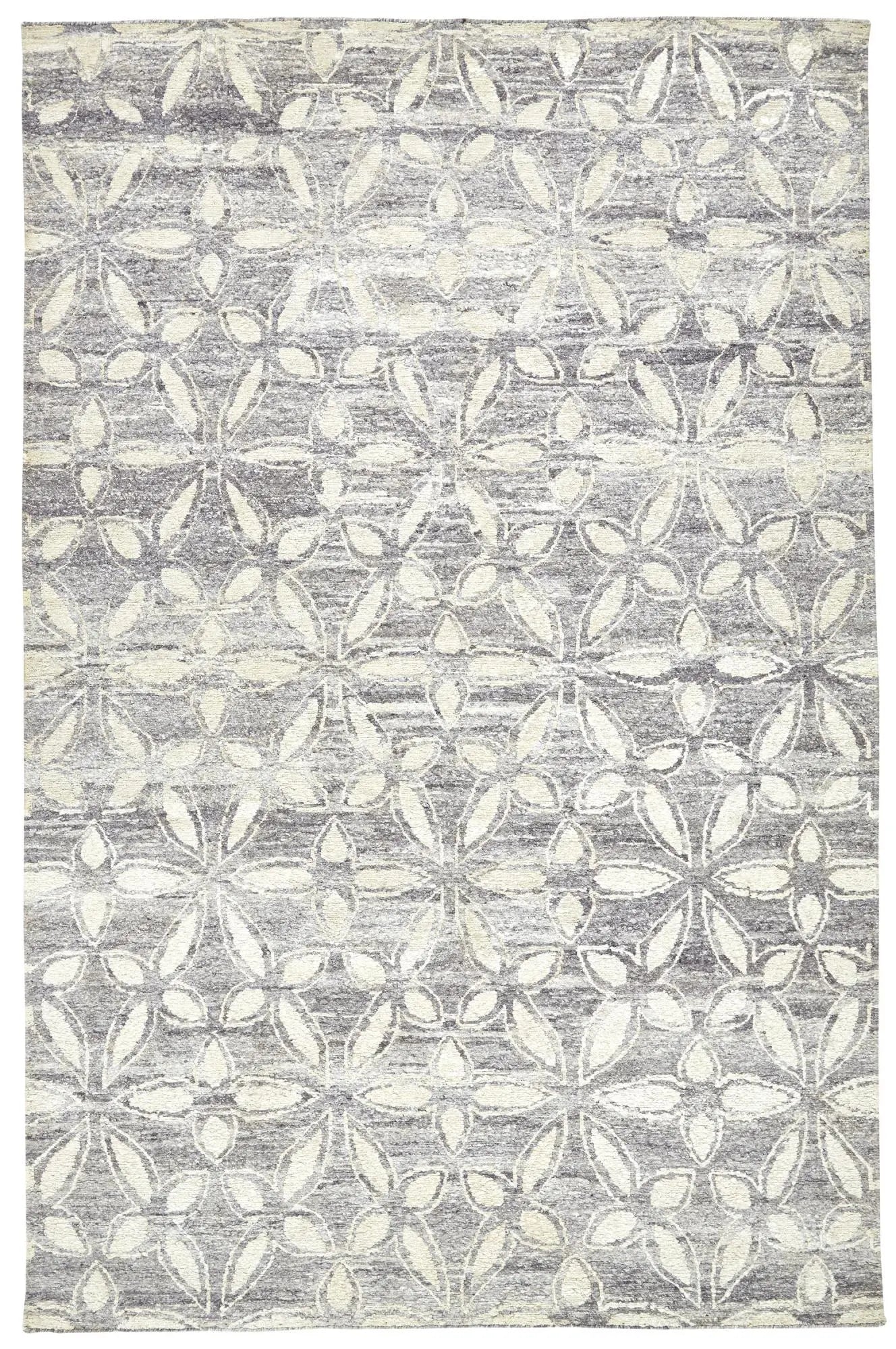 2' X 3' Gray And Ivory Floral Hand Knotted Area Rug Homeroots Home Decor