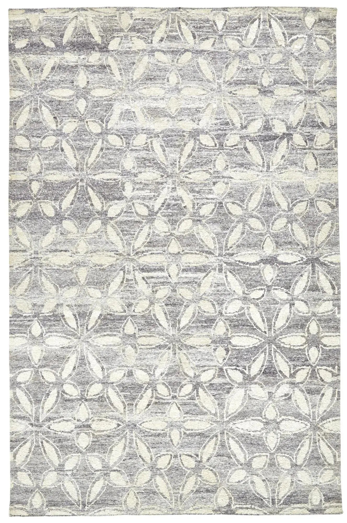 2' X 3' Gray And Ivory Floral Hand Knotted Area Rug Homeroots Home Decor