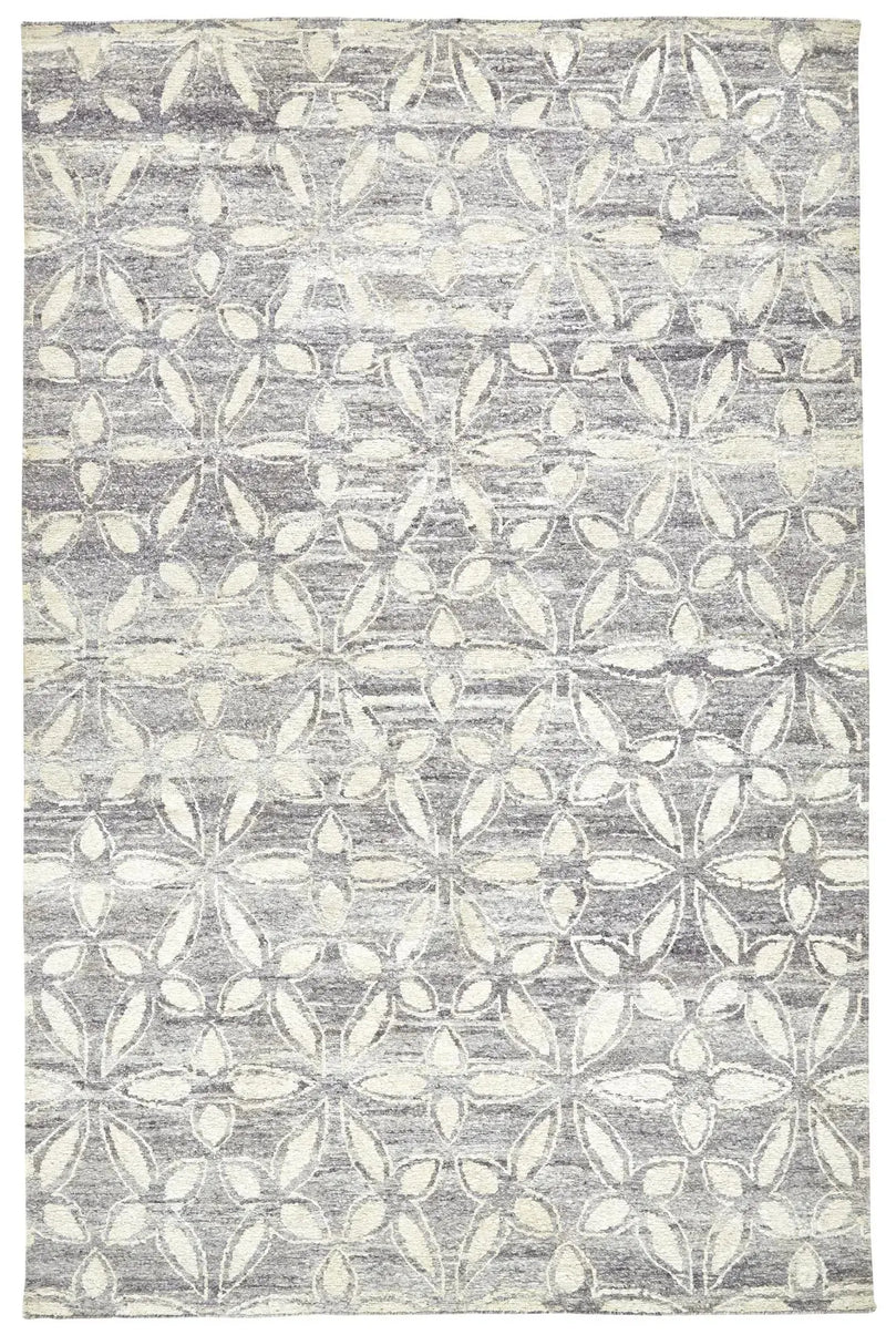 2' X 3' Gray And Ivory Floral Hand Knotted Area Rug Homeroots Home Decor