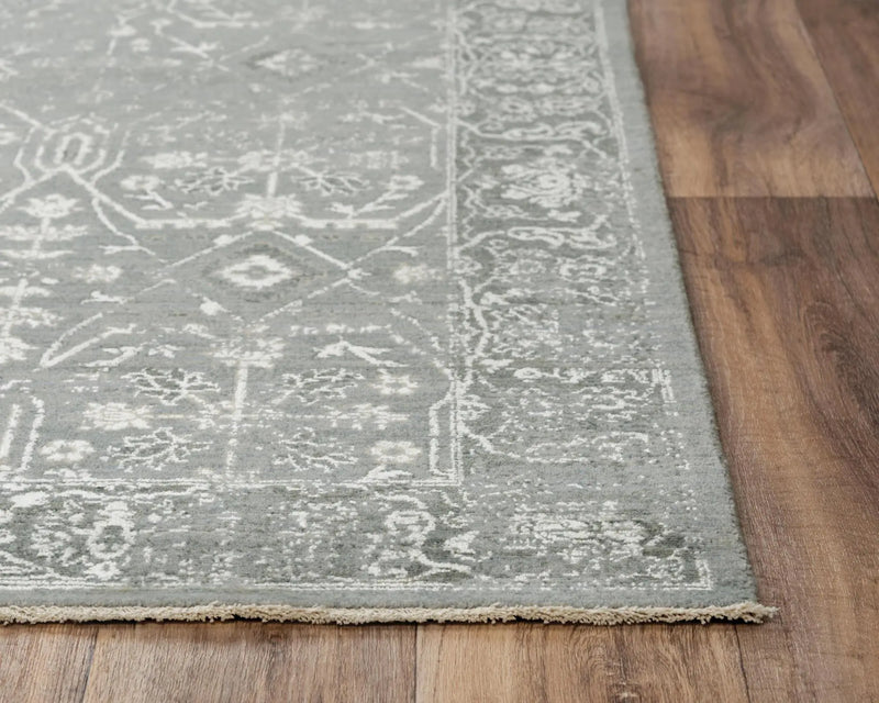 2' X 3' Gray And Ivory New Zealand Lambs Wool Oriental Hand Carved Handmade Area Rug Homeroots Home Decor