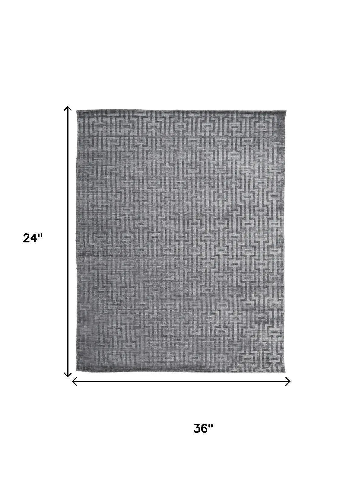 2' X 3' Gray And Silver Geometric Hand Woven Area Rug Homeroots Home Decor